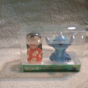 Disney Lilo and Stitch Ceramic Salt and Pepper Shaker Set Silver Buffalo New